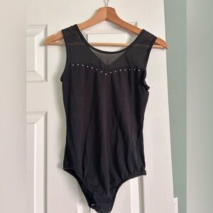 Cat & Jack Black Sleeveless Dance Leotard with Sheer Yoke